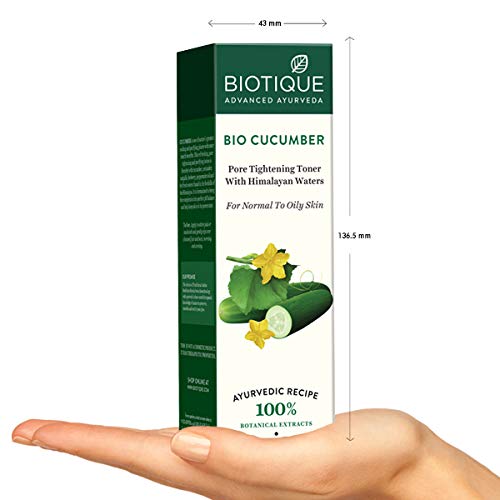 biotique cucumber pore tightening toner| ayurvedic and organically pure| maintains skin’s natural ph |100% botanical extracts| suitable for normal & oily skin types| 120ml biotique cucumber pore tightening toner| ayurvedic and organically pure| maintains skin’s natural ph |100% botanical extracts| suitable for normal & oily skin types| 120ml