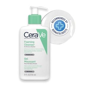 CeraVe Foaming Facial Cleanser with ceramides and niacinamide for balanced skin.