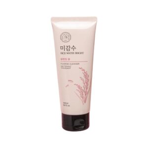 The Face Shop Rice Water Bright Cleansing Foam with rice extract for glowing skin.